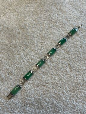 Jade and silver bracelet